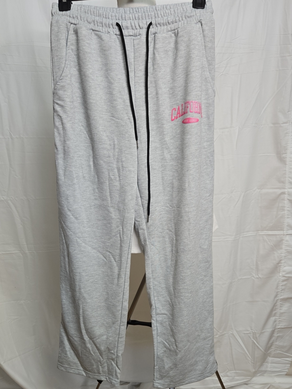 Grey Track Joggers with Pink CALIFORNIA Logo Detail